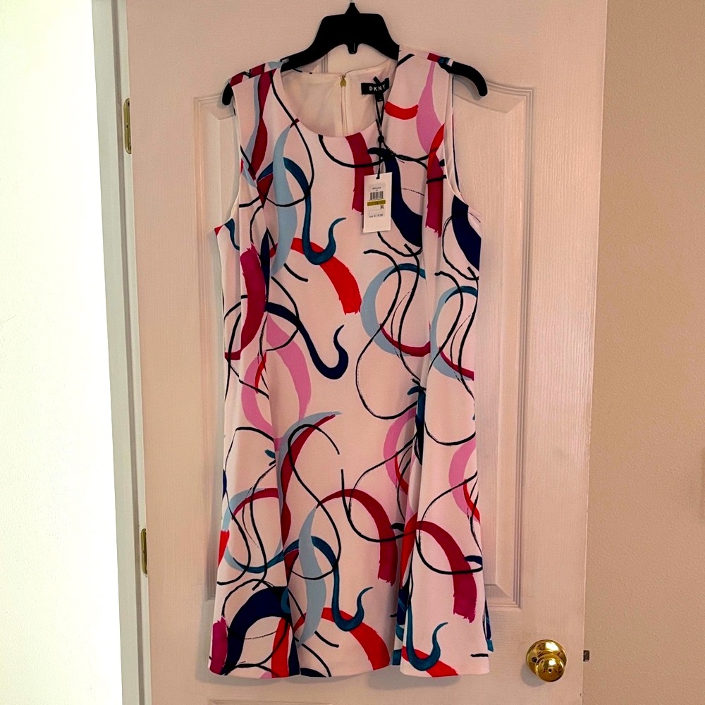 DKNY Multicolor Abstract  Dress 14 nwt